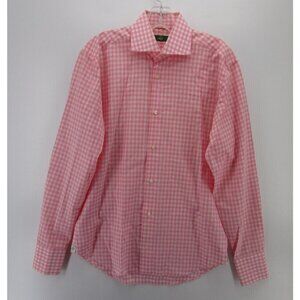 Lugo Shirt 15 Button Down Check Logo Collared Italian Italy Medium *
